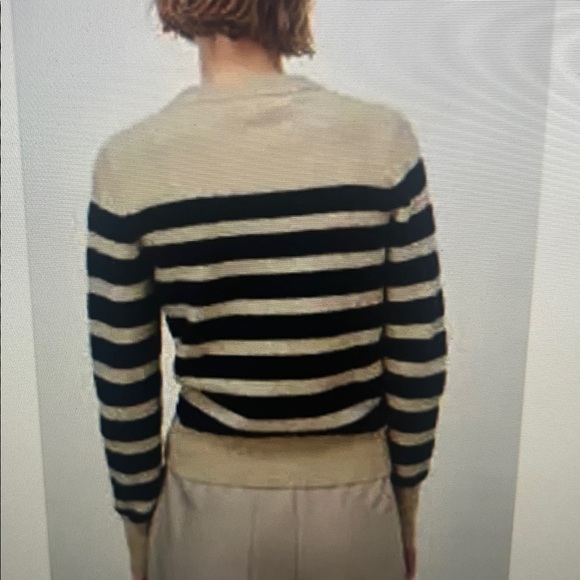 Zara Strip Sweater with rhinestone Buttons alpaca blend SzL - Picture 2 of 8